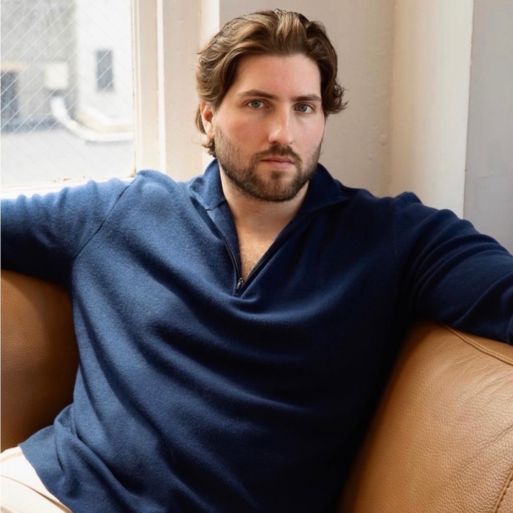 BRIC Half-Zip Sweater | 100% Merino Wool |Almond| Men Plus size